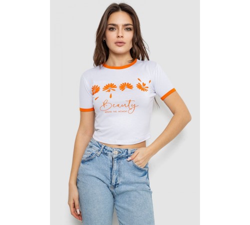 Футболка-топ женская с принтом, цвет белый, 244R604