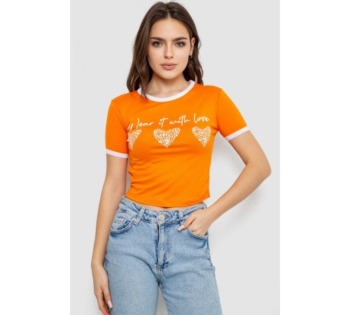 Футболка-топ женская с принтом, цвет оранжевый, 244R504