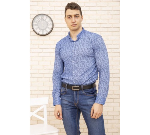 Блакитна сорочка чоловіча, бавовняна, 511F015