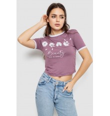 Футболка-топ женская с принтом, цвет сливовый, 244R604