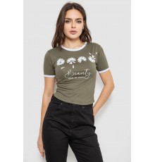 Футболка-топ женская с принтом, цвет хаки, 244R604