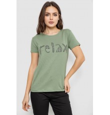 Футболка женская с принтом, цвет оливковый, 244R610