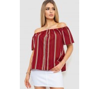 Блуза в смужку, колір бордовий, 244R088-1