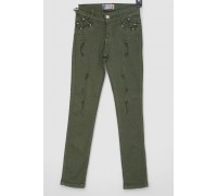 Джинси для дівчаток, колір хакі, 247R10043