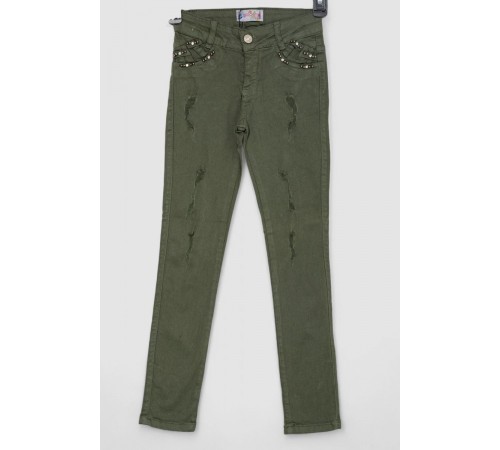 Джинси для дівчаток, колір хакі, 247R10043