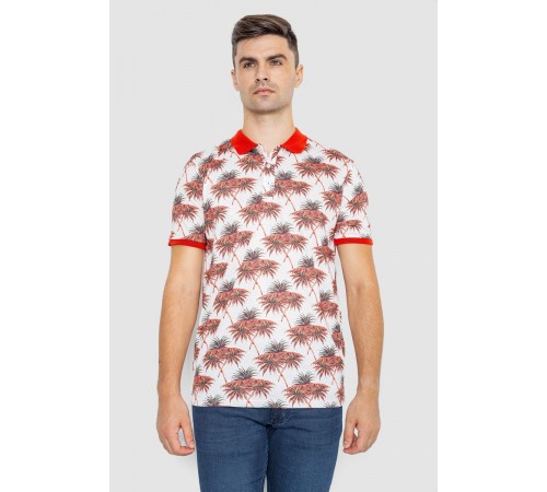 Поло чоловіче з принтом, колір червоно-молочний, 247R309