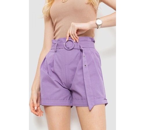Шорти жіночі з ременем та манжетом, колір світло-фіолетовий, 214R8818