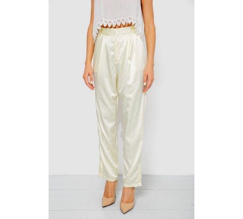 Брюки женские летние нарядные, цвет светло-желтый, 244R351