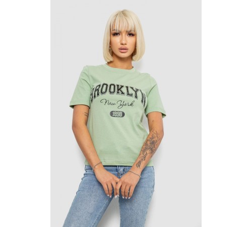 Жіноча футболка з принтом, колір оливковий, 241R137