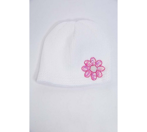 Дитяча шапка, молочно-рожевого кольору з пайєтками, 167R7802