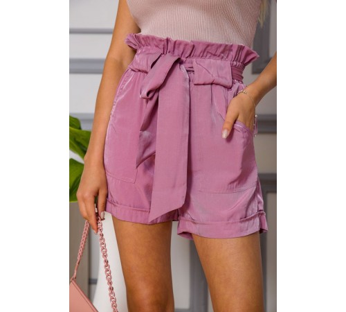Женские шорты на резинке, с поясом, цвет Сливовый, 102R305