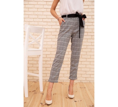 Жіночі вкорочені штани, в клітку, колір Сірий, 172R9313-3
