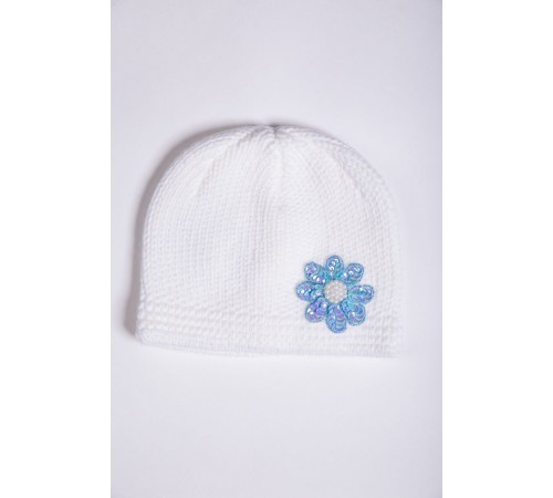 Дитяча шапка, молочно-блакитного кольору з пайєтками, 167R7802