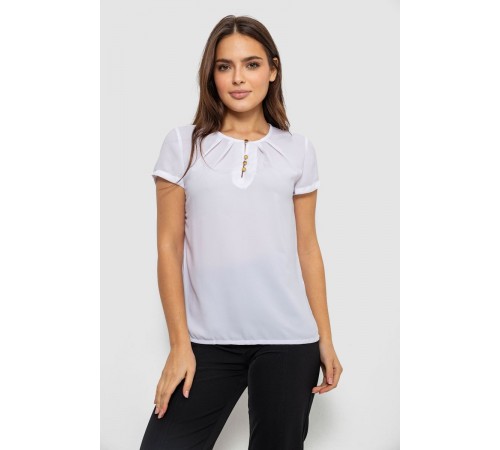 Блуза однотонна, колір білий, 230R112