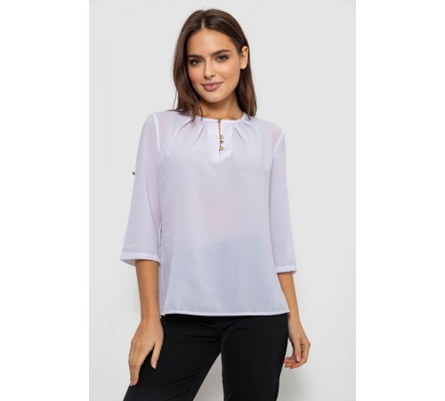 Блуза однотонна, колір білий, 230R1121-8