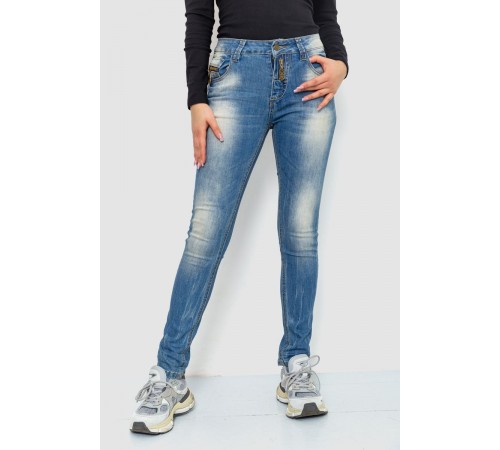 Джинси жіночі з потертостями, колір синій, 244RS03
