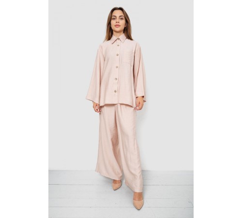 Костюм женский свободного кроя жатка, цвет бежевый, 102R5264