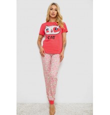 Піжама жіноча з принтом, колір рожевий, 243R15733