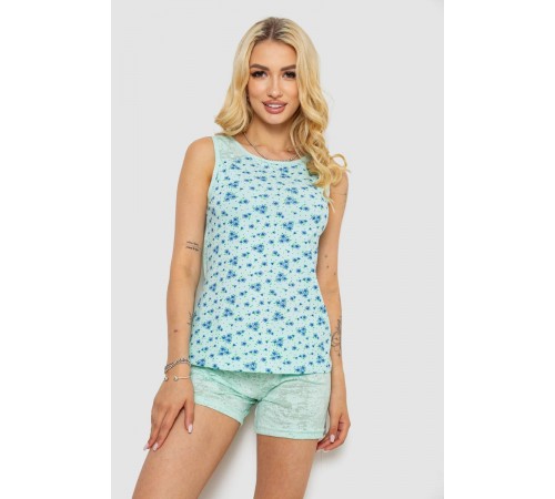 Піжама жіноча з принтом, колір м'ятний, 243R24470