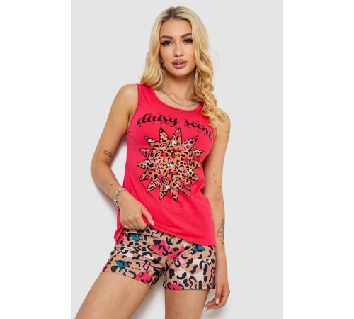Піжама жіноча з принтом, колір малиновий, 243R24491
