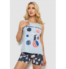 Піжама жіноча з принтом, колір блакитний, 243R24492