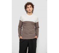 Свитер мужской двухцветный, цвет молочно-коричневый, 161R1205