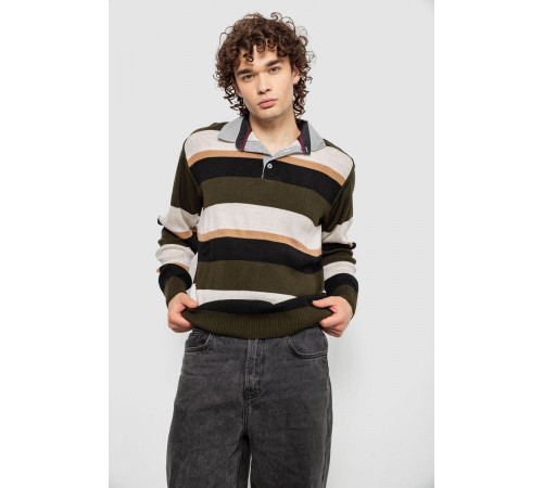 Светр-обманка чоловічий, колір бежево-чорний, 161R901-2