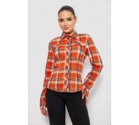 Рубашка женская в клетку, цвет оранжевый, 230R064-1