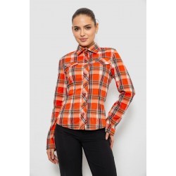 Рубашка женская в клетку, цвет оранжевый, 230R064-1