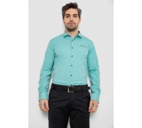 Рубашка мужская однотонная с принтом, цвет бирюзовый, 186R2028