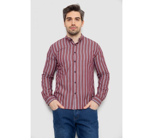 Сорочка чоловіча в смужку, колір бордовий, 186R2089