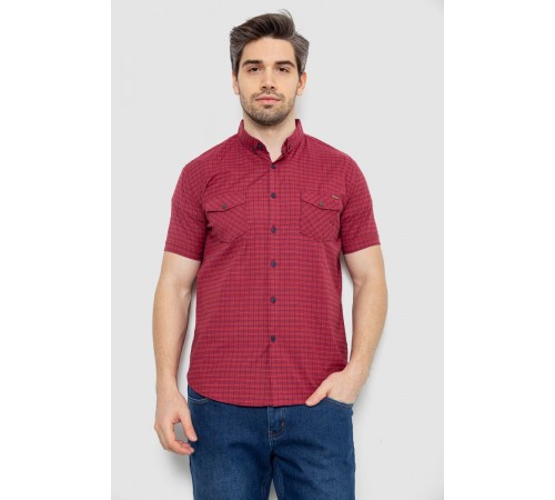 Сорочка чоловіча в клітинку, колір бордовий, 186R6918-10