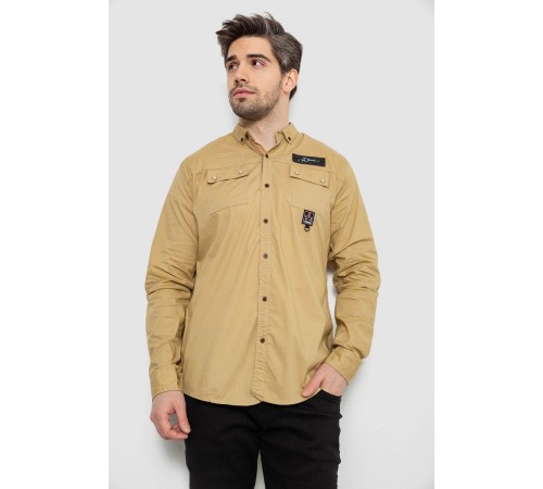 Сорочка чоловіча, колір бежевий, 186R01-1