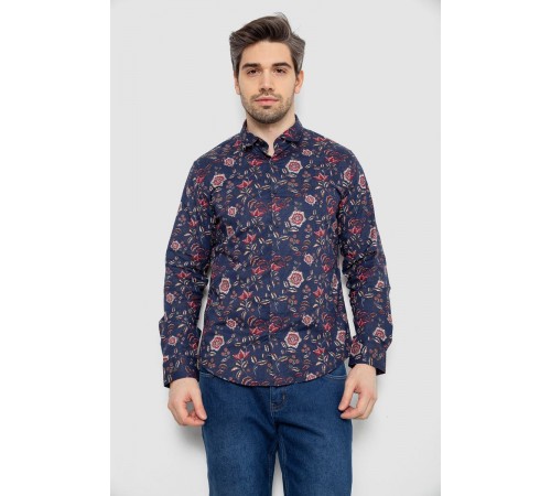 Сорочка чоловіча з принтом, колір синій, 186R2017