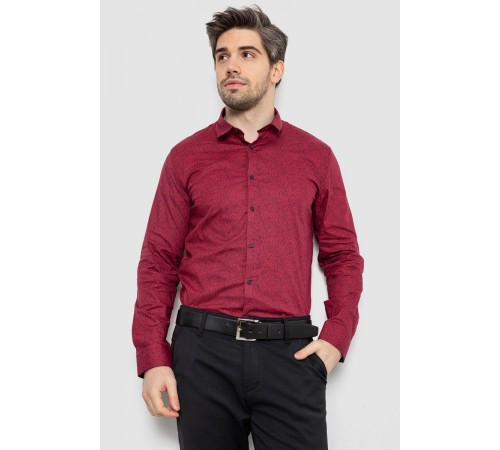 Сорочка чоловіча з принтом, колір бордовий, 186R2020