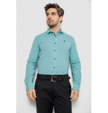 Рубашка мужская однотонная с принтом, цвет бирюзовый, 186R2029
