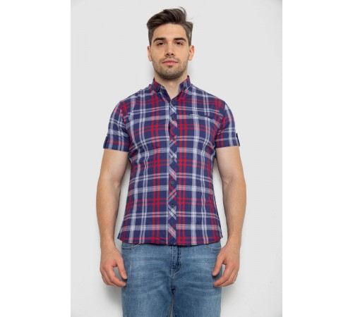 Сорочка чоловіча в клітинку, колір синьо-червоний, 214R0113