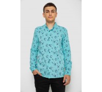 Рубашка мужская с принтом, цвет бирюзовый, 214R1043