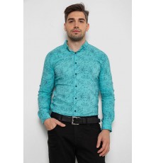 Сорочка чоловіча з принтом стрейч, колір бірюзовий, 214R1054