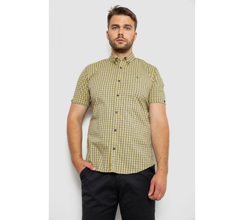 Сорочка чоловіча в клітинку, колір жовтий, 214R4564