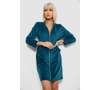 Халат жіночий велюровий на блискавці, колір смарагдовий, 257R1023