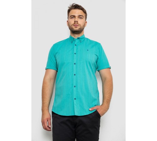 Сорочка чоловіча в клітинку, колір бірюзовий, 214R4564-3