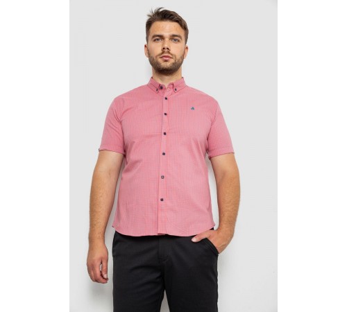 Рубашка мужская в клетку, цвет пудровый, 214R4564-5