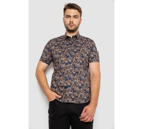 Сорочка чоловіча з принтом, колір коричневий, 214R6917-10