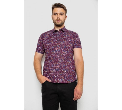 Сорочка мужская с принтом, цвет сливовый, 214R6917-10