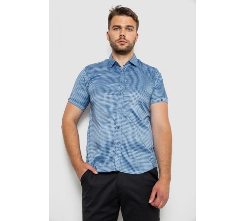 Сорочка чоловіча з принтом, колір блакитний, 214R6917-5