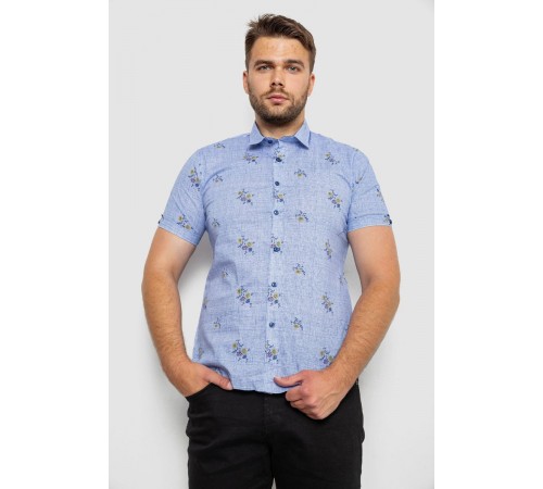 Сорочка чоловіча з принтом, колір блакитний, 214R6917-88