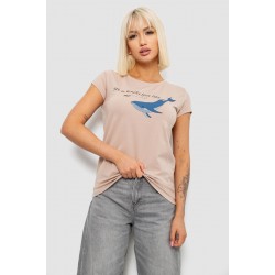 Футболка женская с принтом, цвет мокко, 244R1006