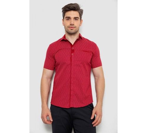 Сорочка чоловіча з принтом, колір бордовий, 214R7018