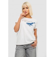 Футболка женская с принтом, цвет молочный, 244R1006